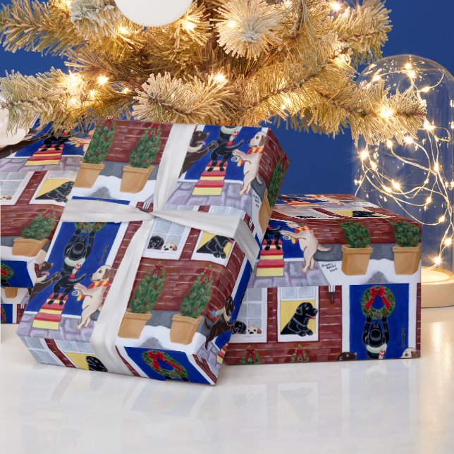 Papel De Presente Labradores de diversão de Natal (Feriados)