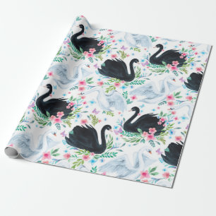 Papel De Presente Laca de cisne branca e preta, de cor aquosa, sem s