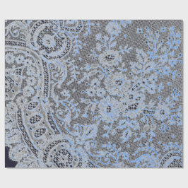 PAPEL DE PRESENTE LACE ANTICO PRETO E COBERTURA AZUL