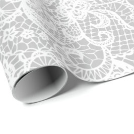 Papel De Presente Lace branco em prata