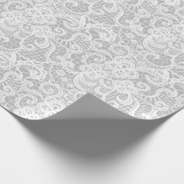 Papel De Presente Lace branco no enrolamento prateado