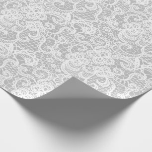 Papel De Presente Lace branco no enrolamento prateado