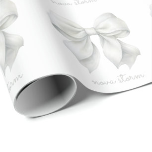Papel De Presente Laço Branco da Moda Personalizado Com Nome Monogra