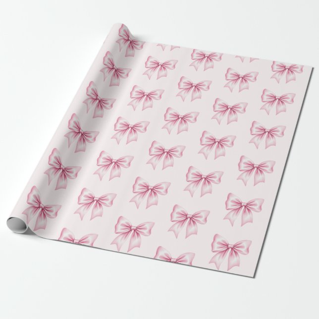 Papel De Presente Laço Coquete de Aquarela Rosa Feminino e Glamour (Desenrolado)