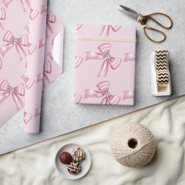 Papel De Presente Laço Coquete Rosa Brilho 1º (Artesanato)