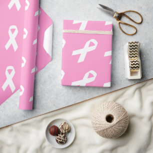 Papel De Presente Laço de Conscientização sobre Rosa