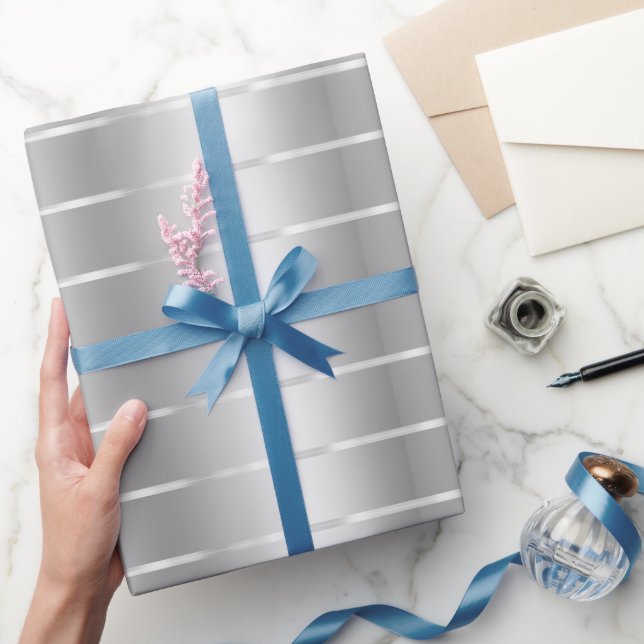 Papel De Presente Laço de Fita Prata Chic Festa de Noiva (Presentear)