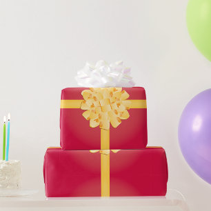 Papel De Presente Laço de presente em ouro amarelo elegante com pomp