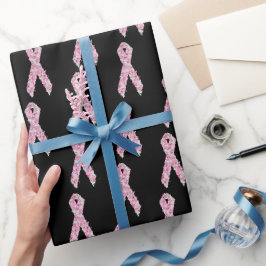 Papel De Presente Laço de sobrevivente de câncer de mama rosa floral