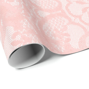 Papel De Presente Laço floral do rosa do vintage do Victorian real
