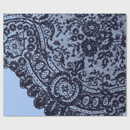 PAPEL DE PRESENTE LAÇO PRETO E ENGARRAFAMENTO DE PRESENTE AZUL DUPLO