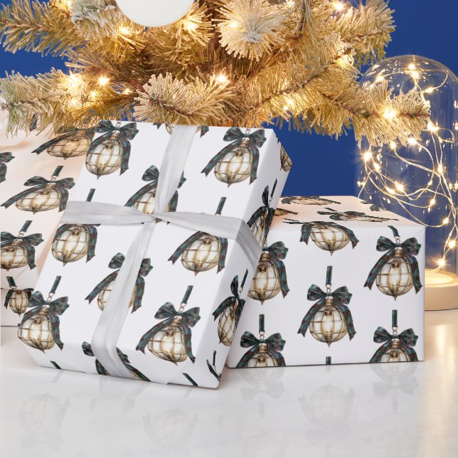 Papel De Presente Laços azuis Enfeites Natal (Feriados)