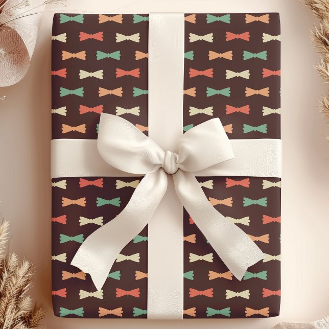 Papel De Presente Laços Borboleta Hipster Retro Tendência Padrão (Criador carregado)