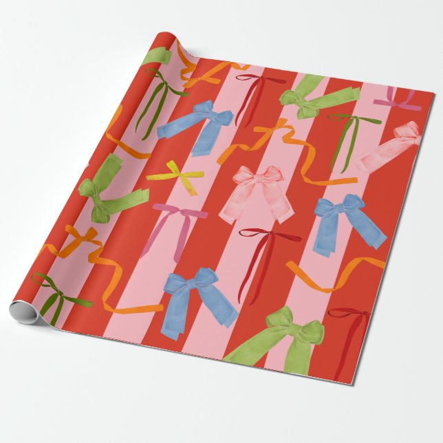 Papel De Presente Laços Coloridos Retro (Desenrolado)