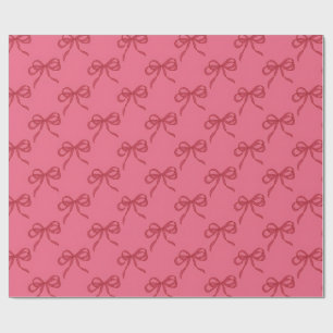 Papel De Presente Laços de coquete vermelhos rosa minimalistas e fof