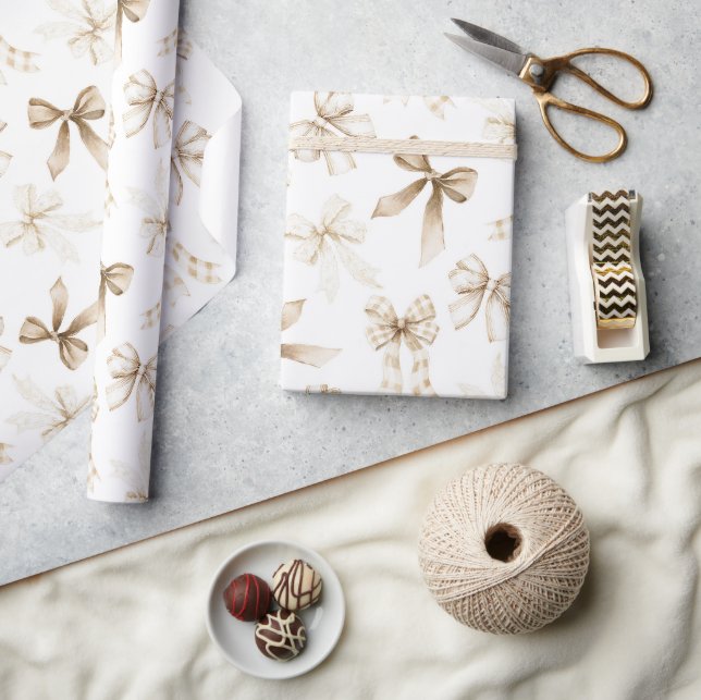 Papel De Presente Laços de Creme Branco de Aniversário (Artesanato)