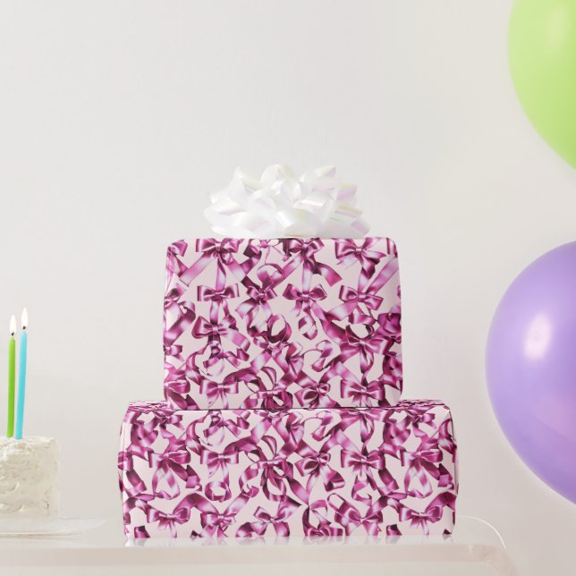Papel De Presente Laços de fita de cetim rosa fofa feminina  (Presentes para festas)