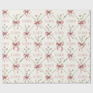 Papel De Presente Laços de Fita Rosa Coquettes Personalizados