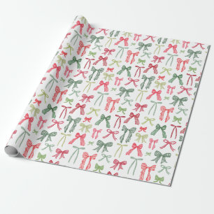 Papel De Presente Laços e fitas de Natal verdes e vermelhos