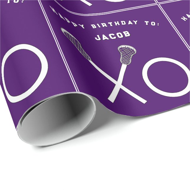 Papel De Presente Lacrosse Sports Birthday (Ponta do rolo)