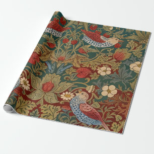 Papel De Presente Ladrão de Morango Morris Azul Verde Vermelho Arte