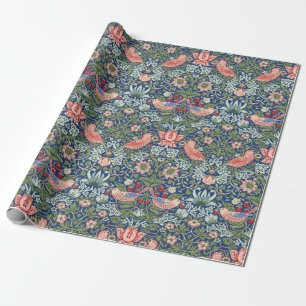 Papel De Presente Ladrão de Morango William Morris Azul Marinho Cora