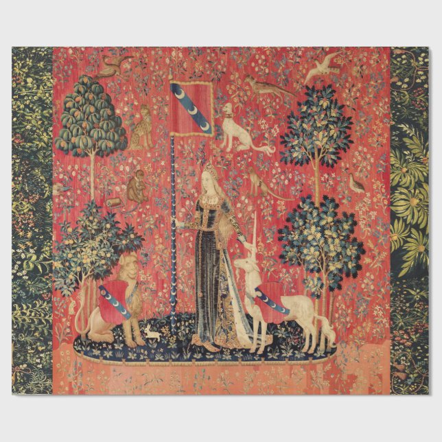 Papel De Presente LADY E UNICORN Lion,Flores Fantásticas,Animais (Aberto)