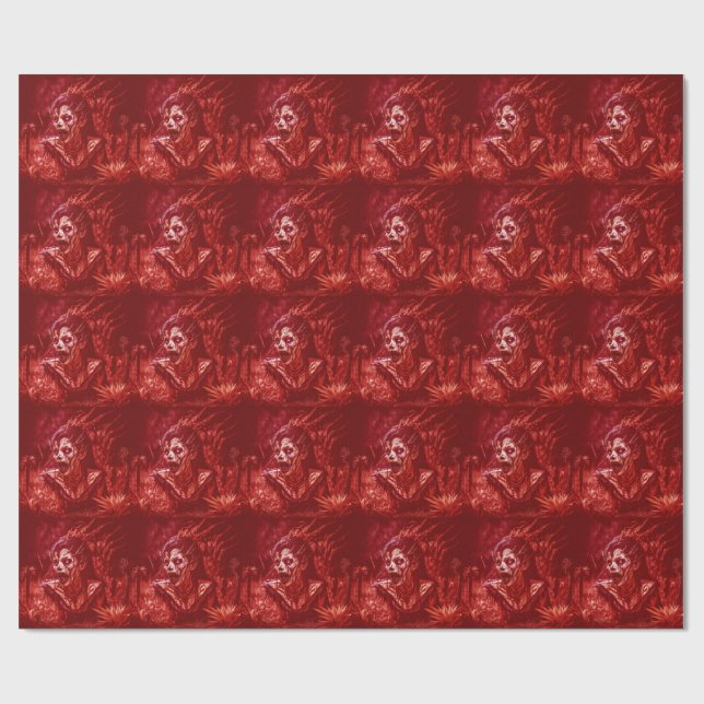 Papel De Presente Lady Ghoul Snarling Amidst Plants (Aberto)