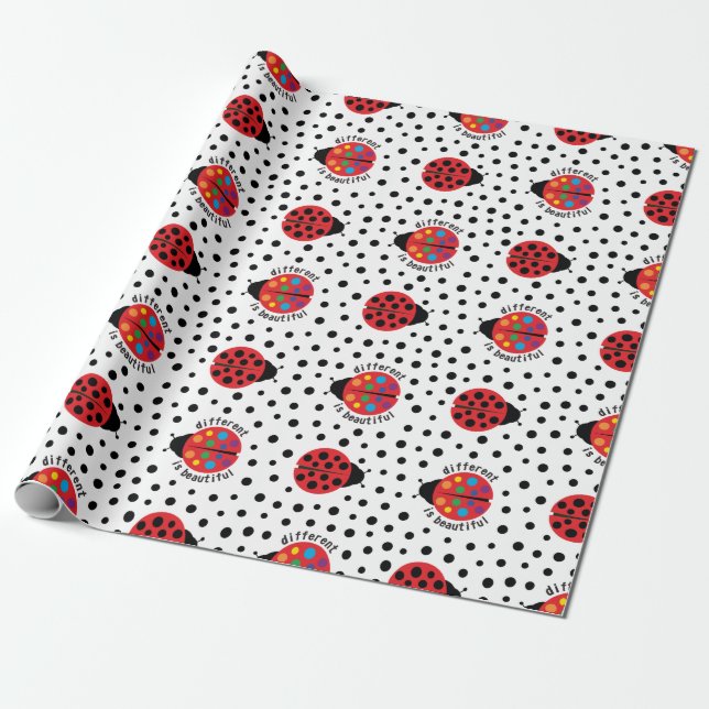 Papel De Presente Ladybug Autismo Diferente É Beleza Diversidade (Desenrolado)