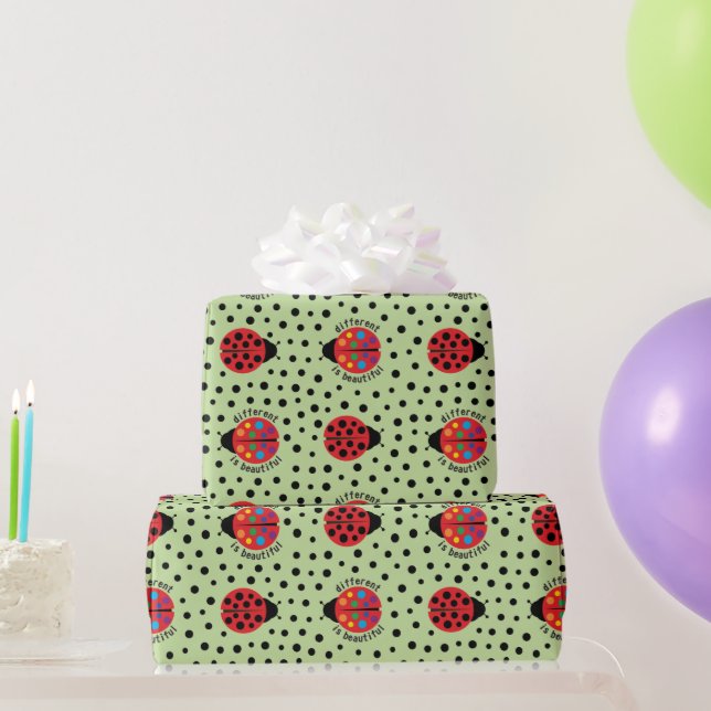 Papel De Presente Ladybug Autismo Neurodiversidade Aniversário Autis (Presentes para festas)