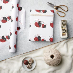 Papel De Presente Ladybug Heart fofo
