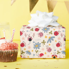 Papel De Presente Ladybug Wildflower Pattern