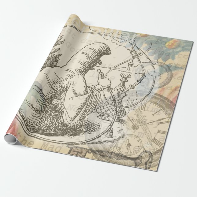 Papel De Presente Lagarta da Terra das Maravilhas de Alice: Tenniel  (Desenrolado)