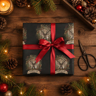 Papel De Presente Lago Deerwood Floresta de Natal Rústica Cervo