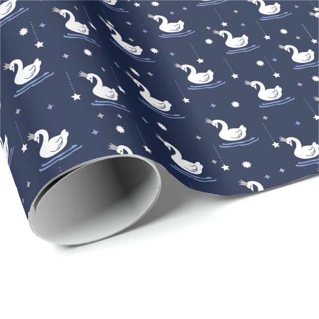 Papel De Presente Lago Encantado - Graceful Swan Pattern Design (Ponta do rolo)