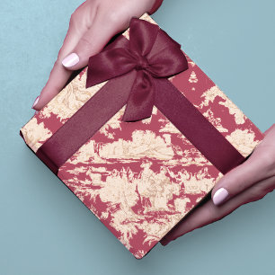 Papel De Presente Lago vermelho legendário toile de jouy