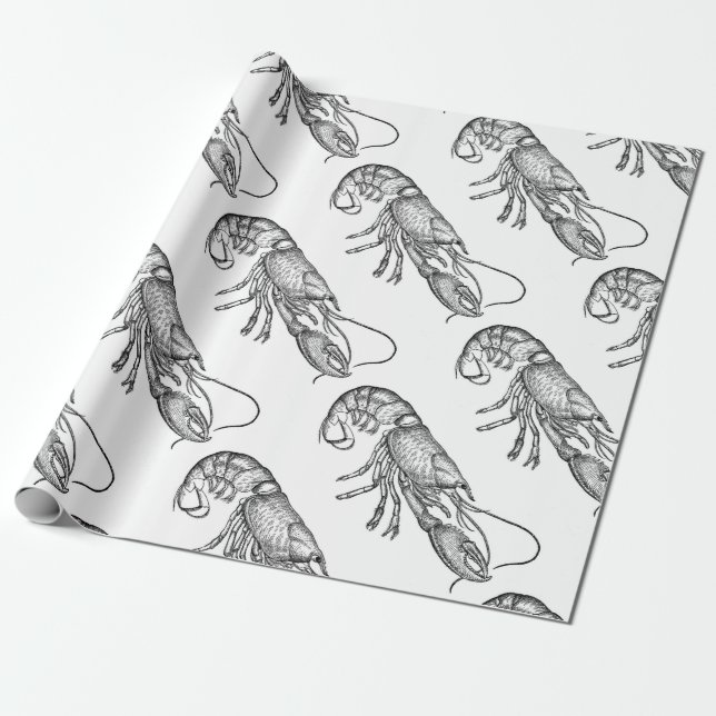 Papel De Presente Lagosta gráfica da safra (Desenrolado)