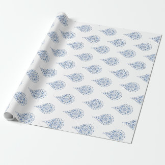 Papel De Presente Lágrima azul Paisley
