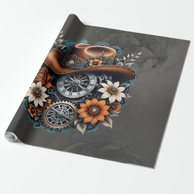 Papel De Presente Lágrimas: estilo vaqueiro a vapor. (Desenrolado)