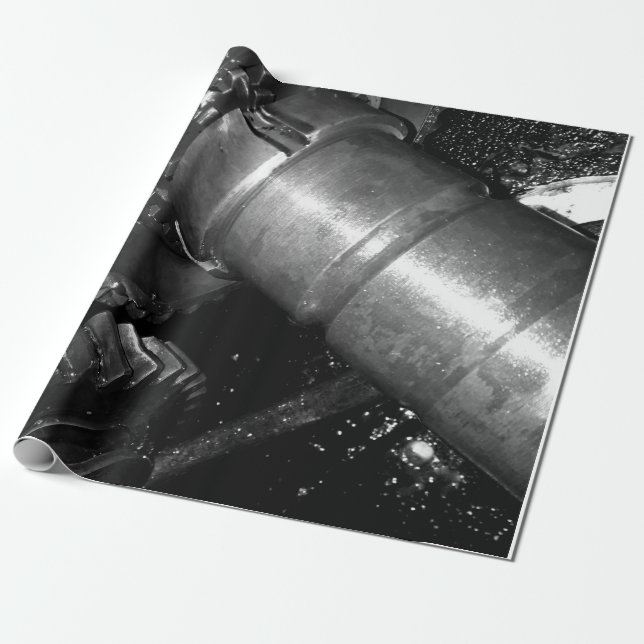 Papel De Presente Lágrimas. Industrial, preto e branco (Desenrolado)