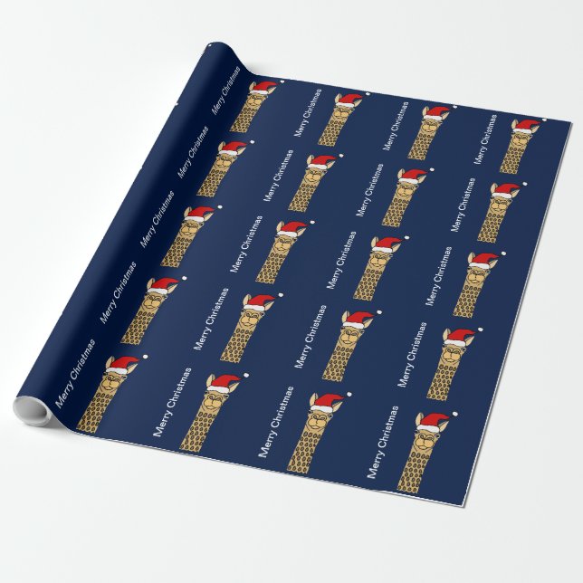 Papel De Presente Lama engraçado em desenhos animados do Natal do (Desenrolado)