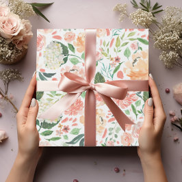 Papel De Presente Lâmpada sofisticada Cor de Água Pêssega Luz Floral