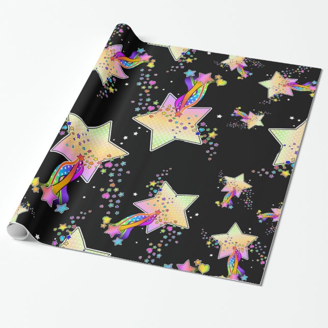 Papel De Presente Lâmpadas da estrela do pop art de Maxxed (Desenrolado)