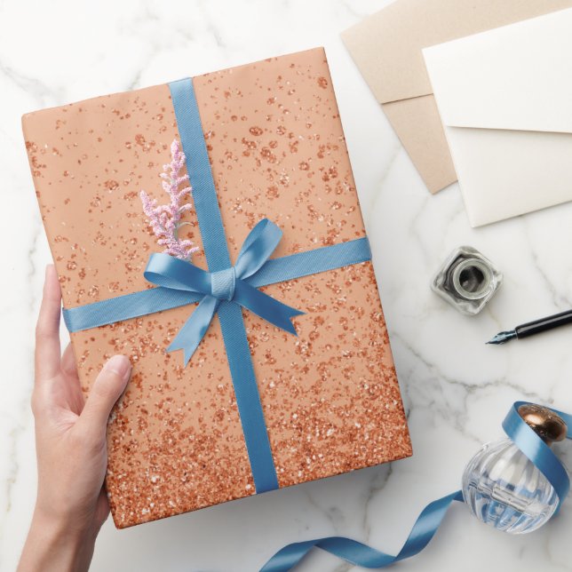 Papel De Presente Lantejoulas Falsas Laranja  (Presentear)