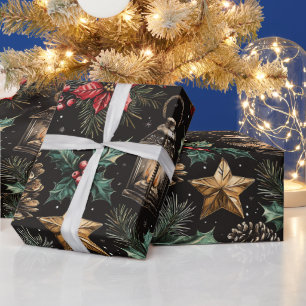 Papel De Presente Lanternas de Natal Antigas