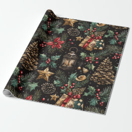 Papel De Presente Lanternas de Natal Antigas