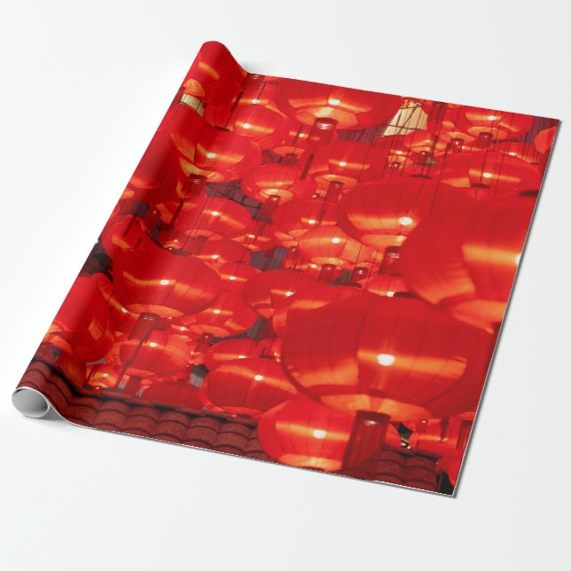 Papel De Presente Lanternas vermelhas tradicionais decoradas para os (Desenrolado)