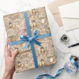 Papel De Presente Lanterns de Água-forte para Casamento Rústico com