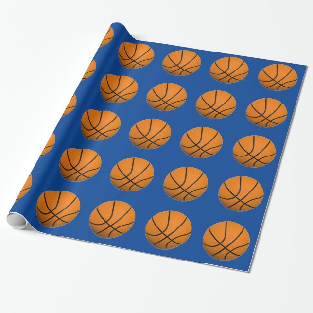 Papel De Presente Laranja Azul-Basquete (Desenrolado)