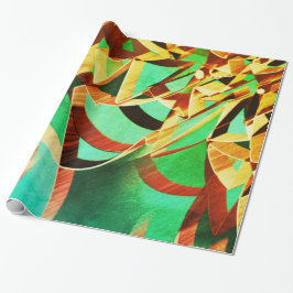 Papel De Presente Laranja castanho sobre fundo verde-rústico